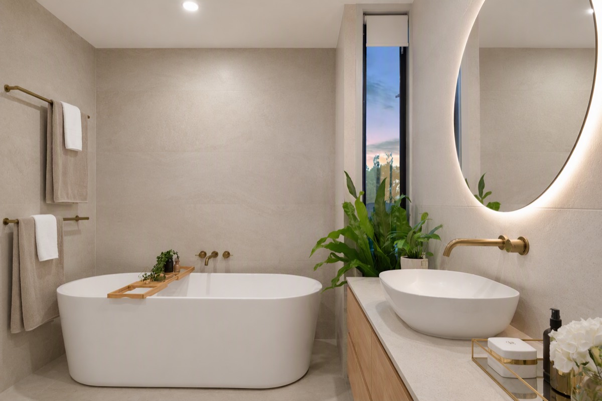 Contemporary Bathroom — Spa Neutrals