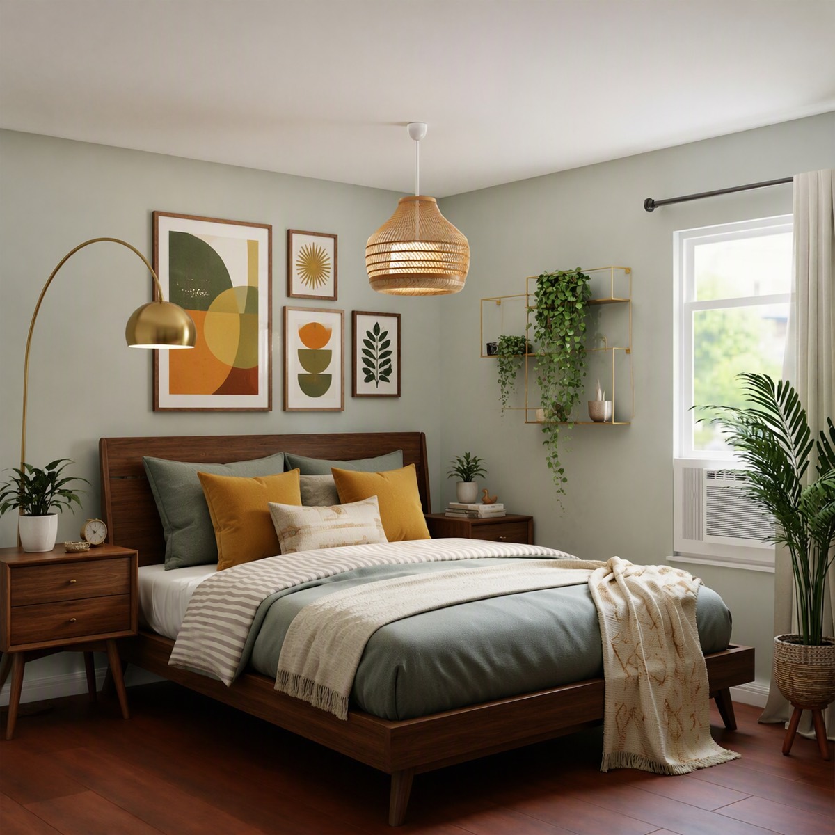 Mid-Century Modern Bedroom — Walnut Calm